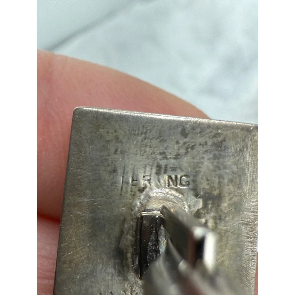 Vintage Sterling Silver Cufflinks Silver Tone Siam‎ Enamel